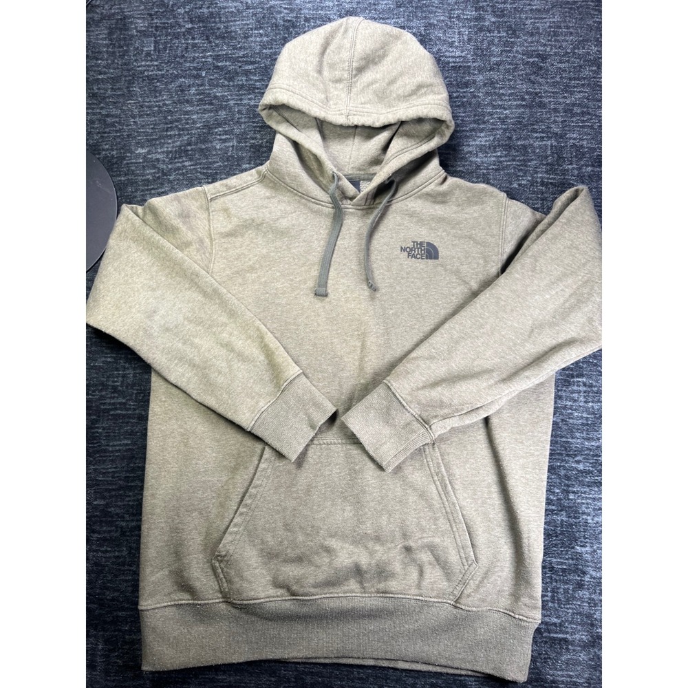 The North Face Hoodie Mens Medium Olive Green Pullover Fleece Logo Sweatshirt